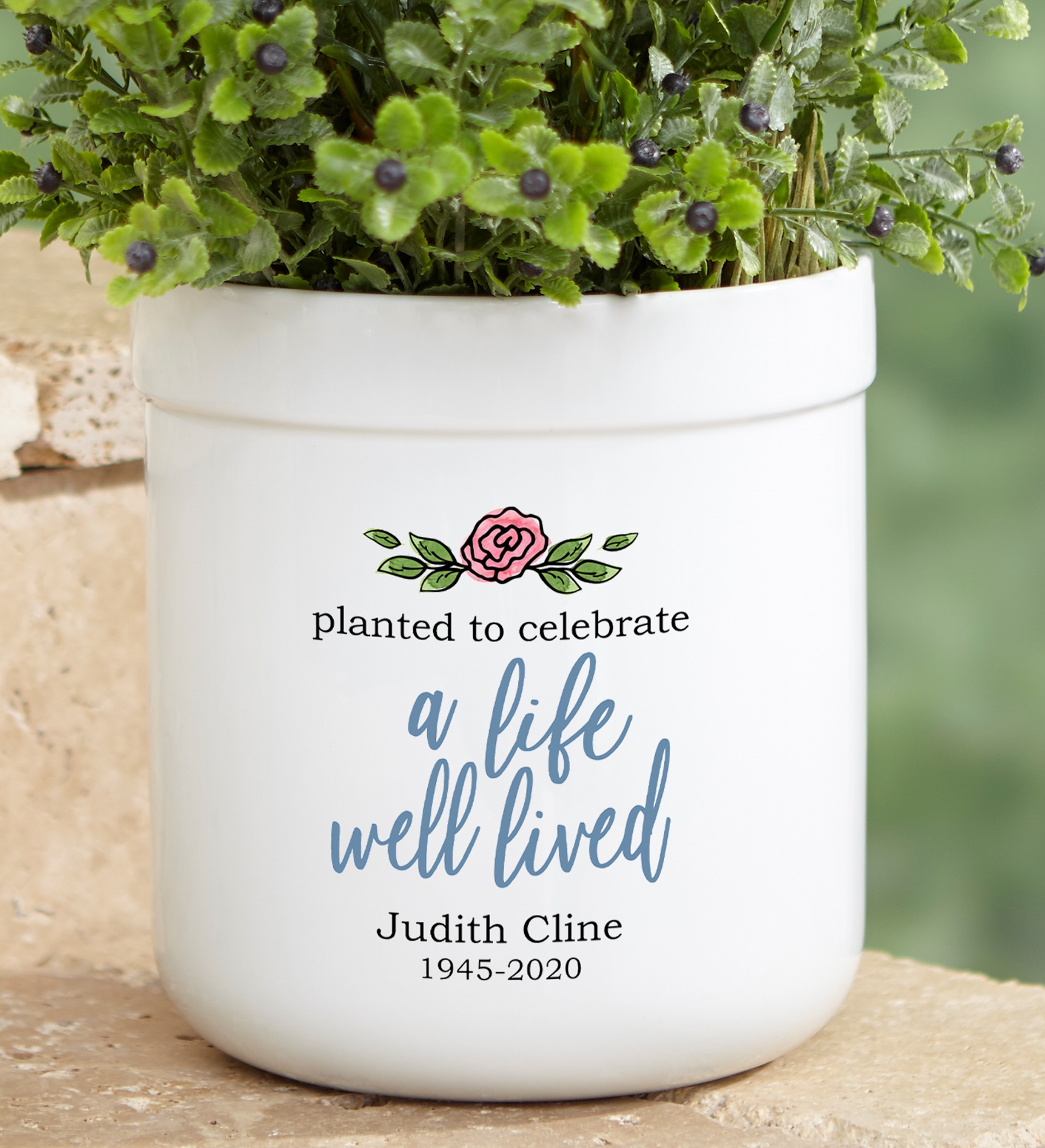 A Life Well Lived Personalized Memorial Outdoor Flower Pot